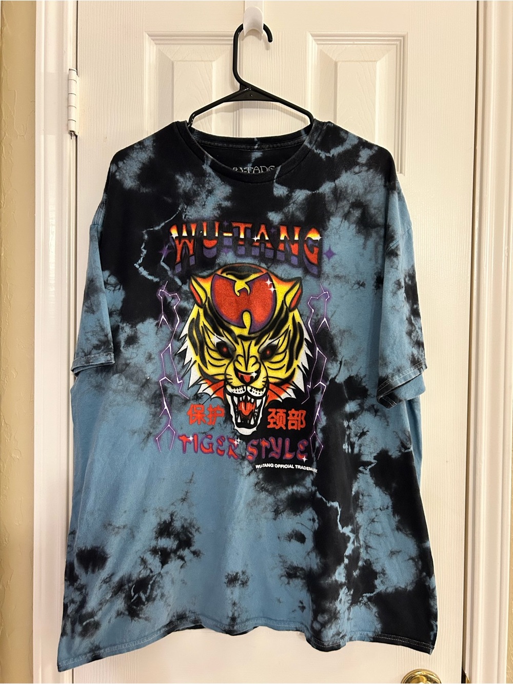 2021 WU-TANG CLAN Tiger Style Blue/Black Tie Dye Graphic T-Shirt Adult Size L/XL